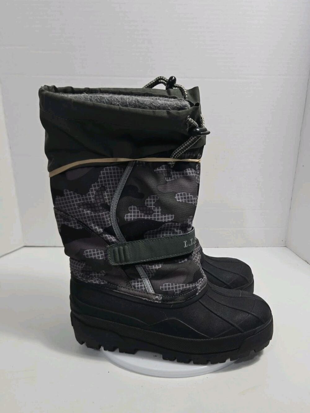 LL Bean Northwoods Waterproof Kids Snow Boots Gray Camo Size 3